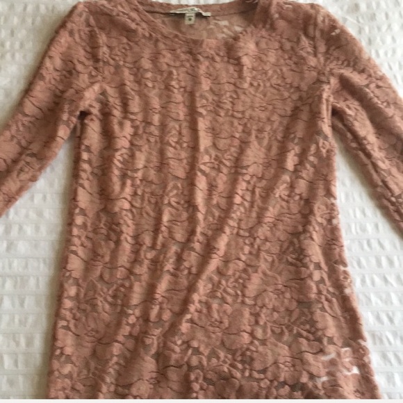 NWOT pink/ nude lace sheer long sleeve - Picture 3 of 3